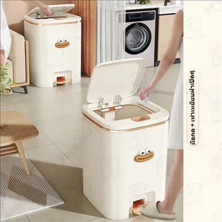 ถังขยะใหญ่ 10L/15L ถังขยะในห้องน้ํา รุ่นอัพเกรด ถังขยะแบบกดถังขยะสีขาว ถังขยะ ถังขยะใช้เท้าเปิด ถังขยะ