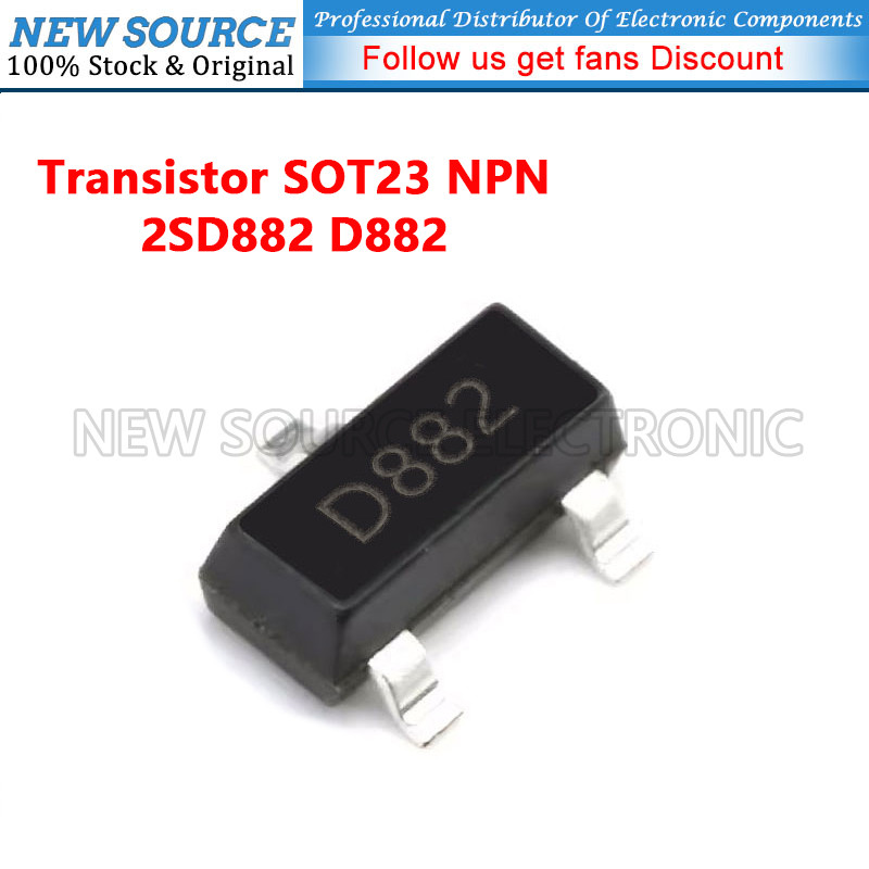 [20-100 ชิ้น] 2SD882 D882 SOT23 NPN ทรานซิสเตอร์พลังงาน SMD ชิป Triode แหล่งใหม่