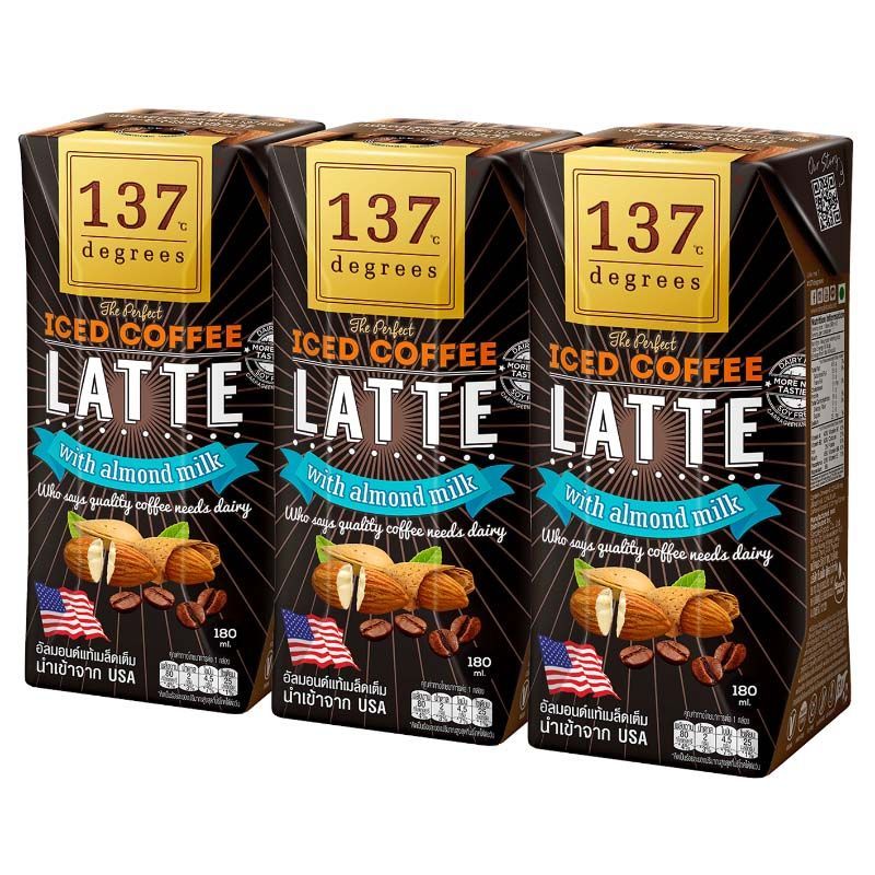 137 DEGREES 137ดีกรีน้ำนมอัลมอนด์สูตรกาแฟลาเต้ 180มล. แพค 3 [8854761951260]
