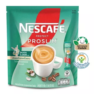 เนสกาแฟโพรเทคโพรสลิมกาแฟปรุงสำเร็จชนิดผง 15กรัม แพค 17ซอง Nescafe Proslim 15gX17 [หมายเลขบาร์โค้ด 8850127009095 ]