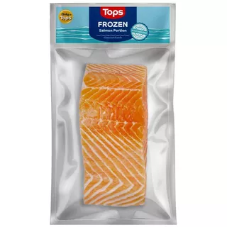 ท็อปส์เนื้อแซลมอนหั่นชิ้นแช่แข็ง 100กรัม Tops Frozen Salmon Portion 100g. [หมายเลขบาร์โค้ด 8853474080373 ]