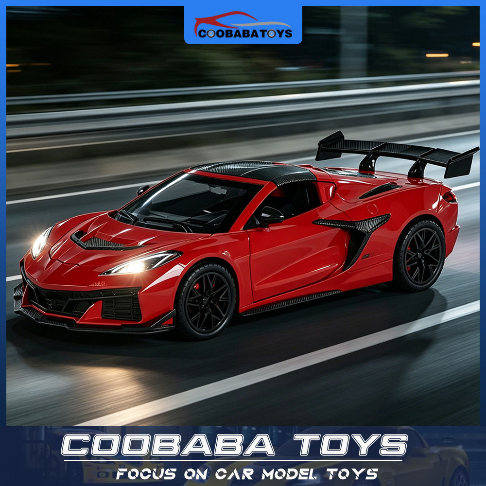 CBB 1:32 Corvette C8 ZR1X โลหะผสมรถDiecastรุ่นของเล่นเสียงดึงกลับสําหรับเด็กเด็กผู้ใหญ่รถสะสมของขวัญ
