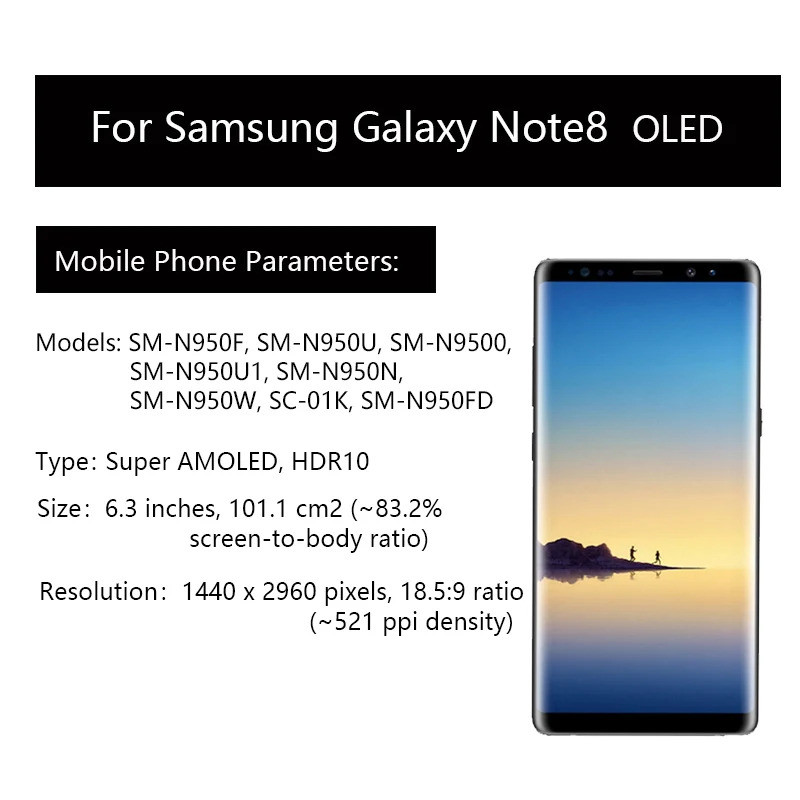สําหรับ Samsung Galaxy Note8 หมายเหตุ 8 N950U1 โทรศัพท์มือถือ Snapdragon 835 NFC Octa Core 6.3 6GB R