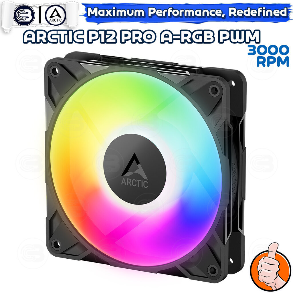 [CoolBlasterThai] ARCTIC P12 PRO A-RGB PWM PST Black 0dB (size 120 mm.) PC Fan Case ประกัน 6 ปี
