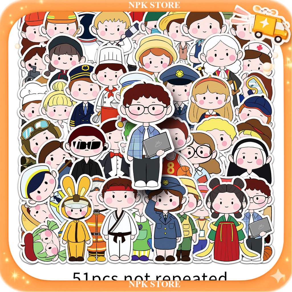 🔥🇹🇭พร้อมส่ง🇹🇭🔥 51แบบ สติกเกอร์ ชุดอาชีพในฝัน การ์ตูน Dream Job Cartoon Sticker