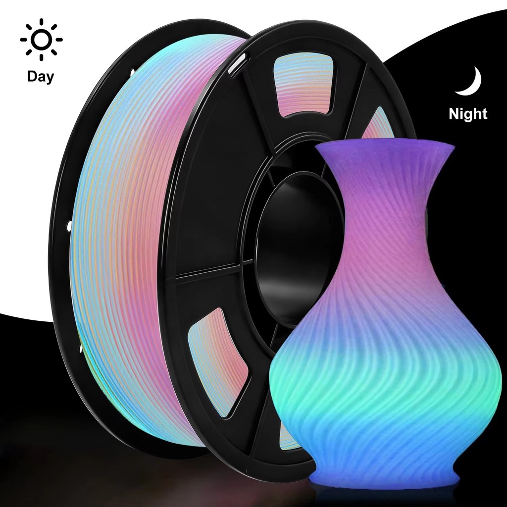 250g(0.55lbs เรืองแสงใน Dark Filament หลากสีสายรุ้ง, 3D เครื่องพิมพ์ PLA Filament 1.75 มม.