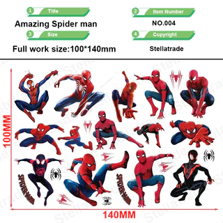 Spider Man การ์ตูนน่ารัก UV DTF สติ๊กเกอร์กันน้ํา Transfer Decal พร้อมพื้นผิวคริสตัล