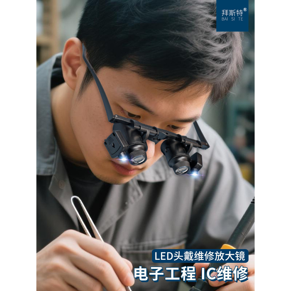 แว่นขยายแบบติดศีรษะ 25 ครั้ง LED High-Definition High-Power Repair นาฬิกาเฉพาะอิเล็กทรอนิกส์แผงวงจรแ
