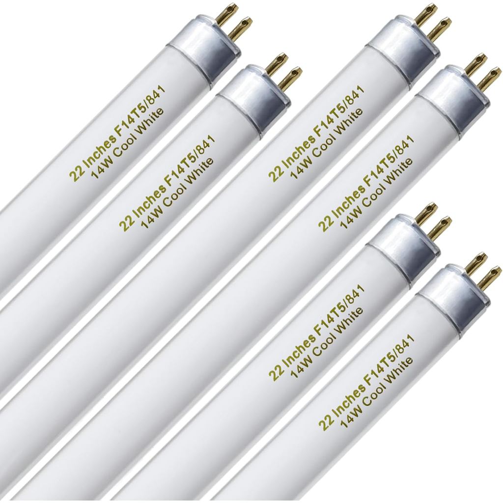 Amgolibi T5 14W 4100K หลอดฟลูออเรสเซนต์, 22 นิ้ว F14T5/841 หลอดไฟฟลูออเรสเซนต์ตรง, F14T5/CW สําหรับเ