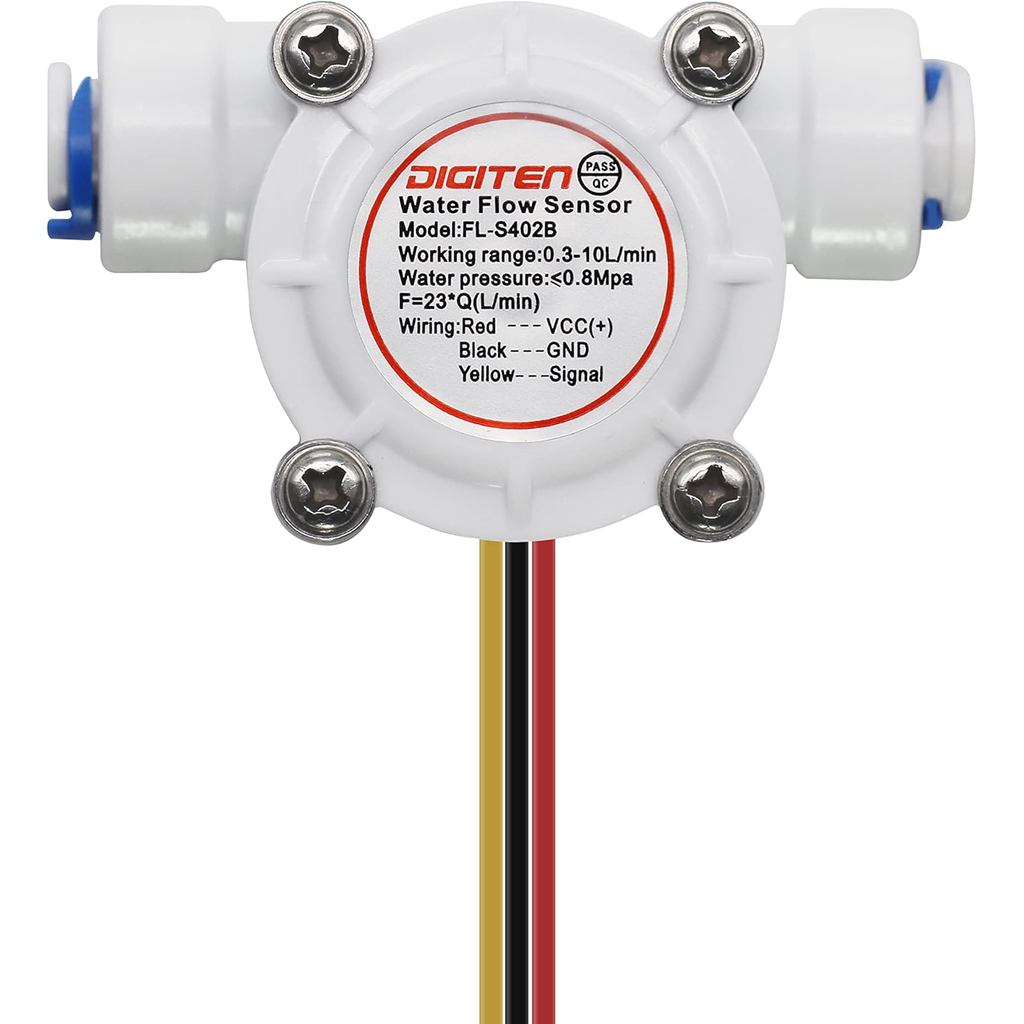 DIGITEN 1/4 Quick Connect 0.3-10L/min Water Hall Effect Flow Sensor Meter