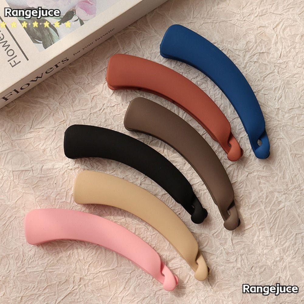 RANGEJUCE กรงเล็บผมข้าม, คลิปกล้วยพลาสติกหรูหราเรียบง่าย, ที่วางผมหางม้าด้านลําลองสําหรับผู้หญิงสาว