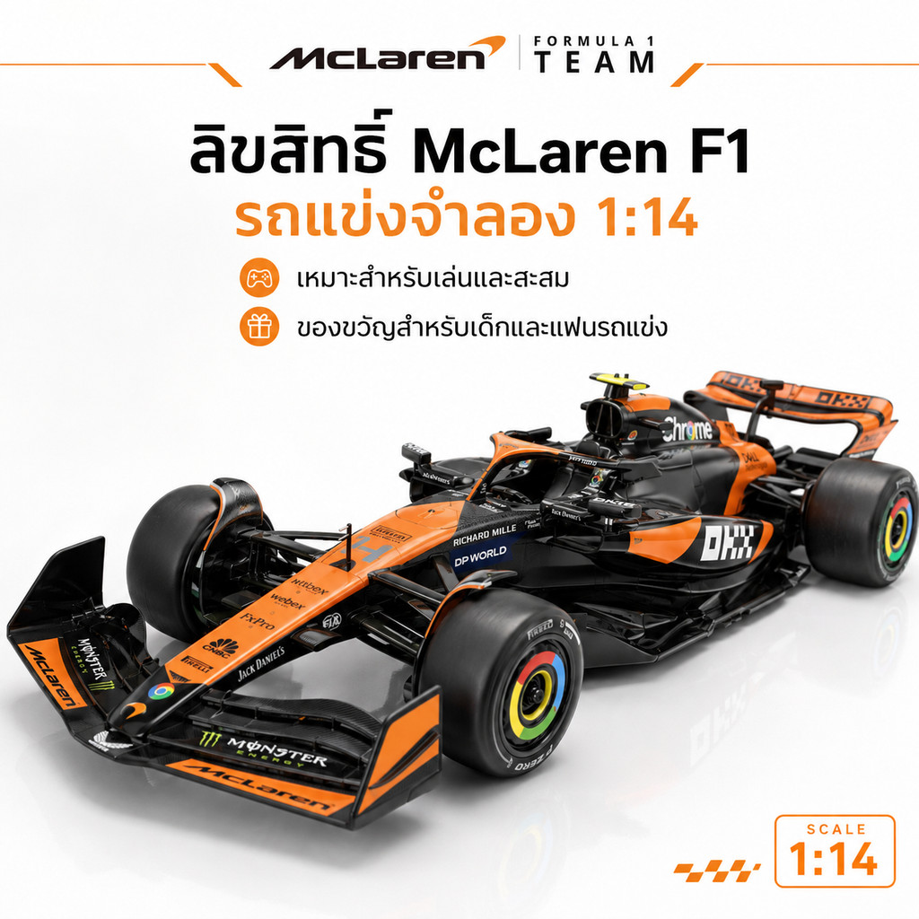 McLaren F1 รถบังคับ 1:14 รุ่น 39214 รถแข่ง F1 รีโมท 2.4GHz ยาว 42ซม. ของเล่นเด็ก 6+