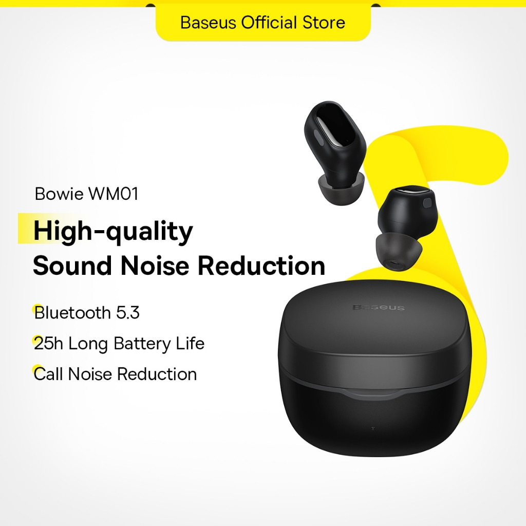 Baseus WM01 TWS หูฟังบลูทูธสเตอริโอไร้สาย 5.3 หูฟังบลูทูธ Touch Control Noise Cancelling ชุดหูฟังสํา