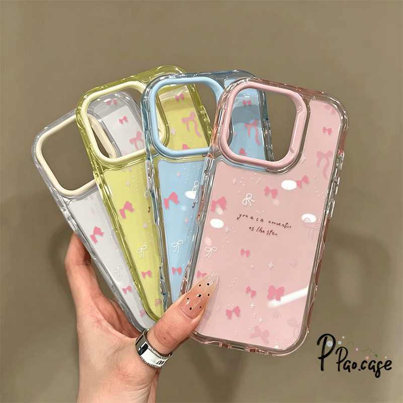 เคส TPU เคสเจลลี่ลอน ลายโบว์ สไตล์น่ารักหลายสีกันกระแทก เข้ากับ IPhone 13 16 12 14 17 15 11 Pro Max 14 12 13 Pro 15 Plus