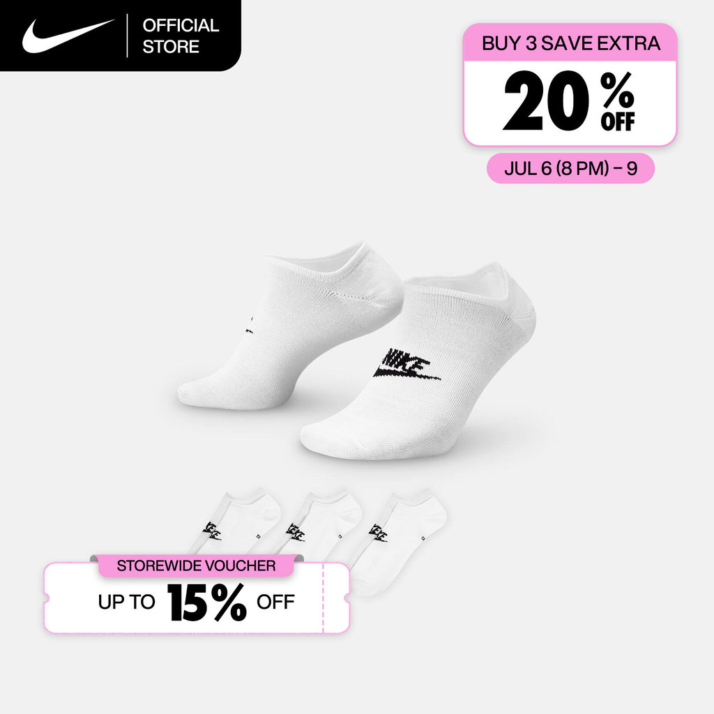 Nike Sportswear Everyday Essential No-Show Socks (3 Pairs) - White [DX5075-100]