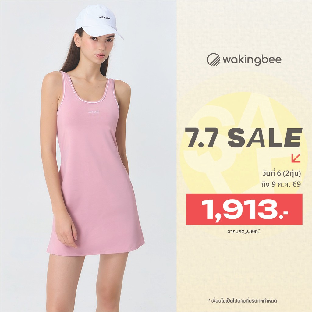 Wakingbee Brooklyn Dress (Lilac) เดรส ออกกำลังกาย ตีเทนนิส ตีกอล์ฟ มีฟองน้ำในตัว มีซับในขาสั้น ทรงสวย