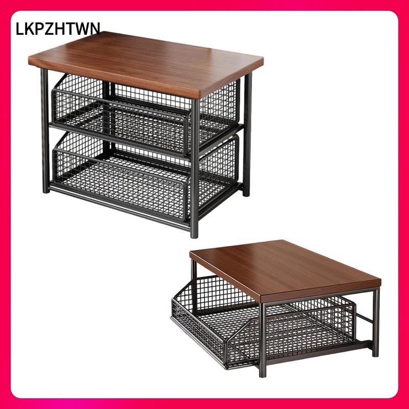 [lkpzhtwn] Coffee Bar Station Organizer Coffee Shop Cafe Dorm ตู้กับข้าวพร้อมลิ้นชักเรียบ 37cmx25cmx