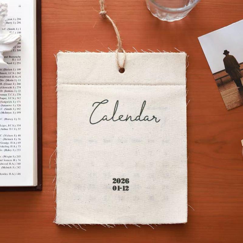 Sun 2026 Canvas Hook-Style Fabric Calendar Wall Calendar, High-Veaty Wall Calendar ตกแต่ง VN