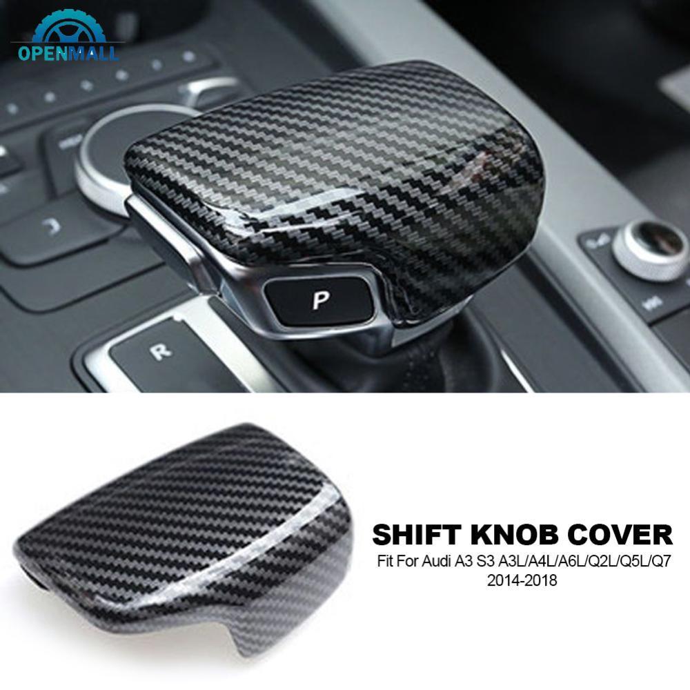 OPENMALL คาร์บอนไฟเบอร์รูปแบบเกียร์ Shift Knob Handle Trim สติกเกอร์ Fit สําหรับ Audi A3 S3 A3L/A4L/
