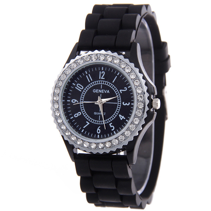 เวอร์ชั่นเกาหลี geneva geneva Fashion Single Row Diamond geneva Watch Diamond Silicone Watch 7.7