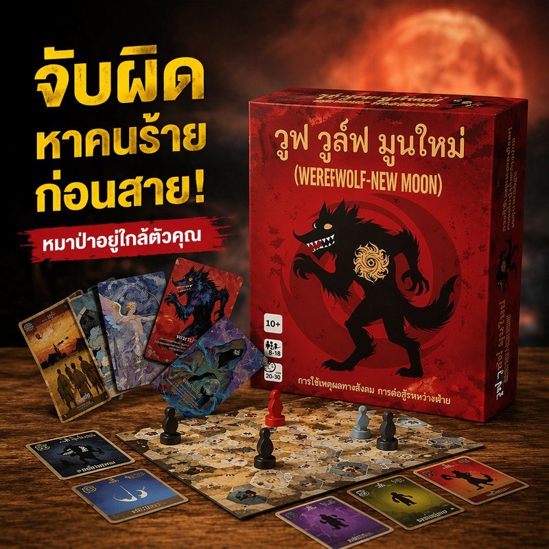 เกมการ์ด มนุษย์หมาป่า เกมปาร์ตี้ ผู้เล่นหลายคน บอร์ดเกม ไพ่บทบาท 66 ใบ