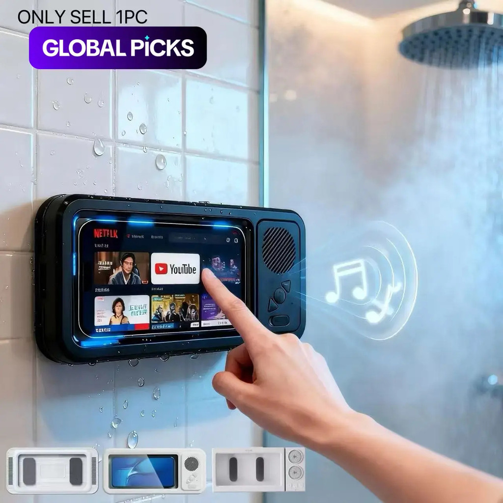 360°WaterproPhoneBowithSpeaker,FullTouchScreenStforKitchen,Bath,PoolSink Use,EnjoyMusic&CallsinShowe