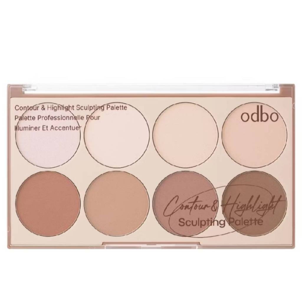 OD1335 ODBO CONTOUR & HIGHLIGHT SCULPTING PALETTE คอนทัวร์+ไฮไลท์ 8 สี ในพาเลทท์