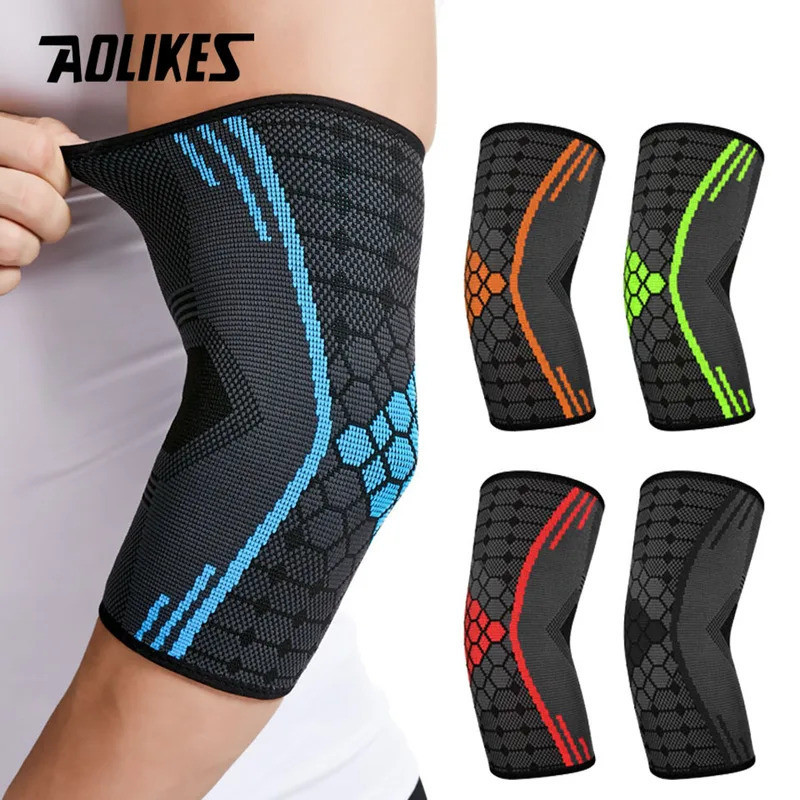 AOLIKES 1 คู่ Elbow Support Compression Support-สนับข้อศอกสําหรับเอ็นอักเสบของกล้ามเนื้อ, พยุงข้อศอก