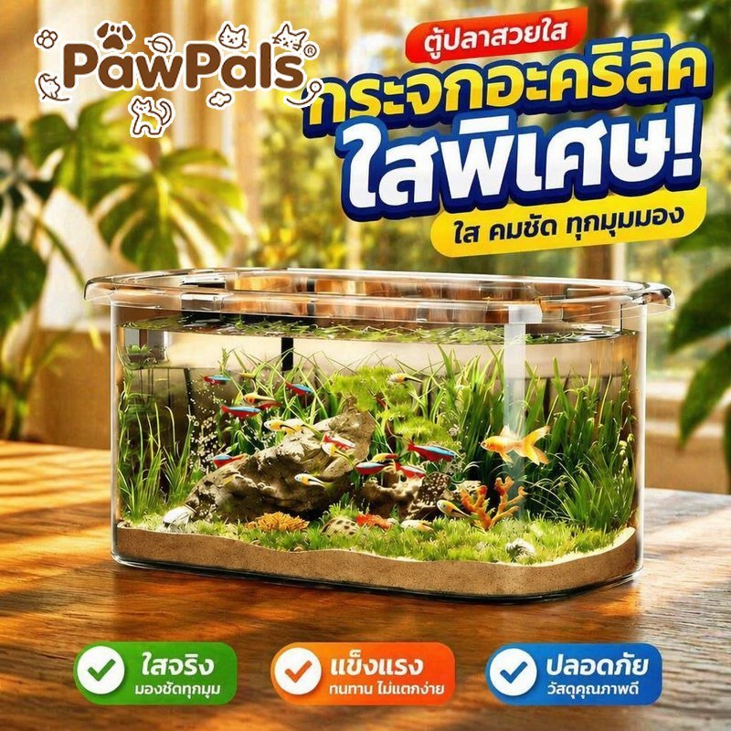 ตู้ปลา พลาสติก ใส ขนาดใหญ่พิเศษ ถังปลา ถังเลี้ยงปลา ป้องกันตกไม่แตก ตกแต่งบ้าน