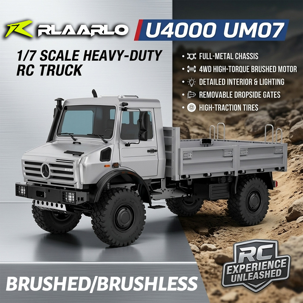 Rlaarlo Unimog U4000 UM07 4WD ไม่มีแปรง 1/7 RC รีโมทคอนโทรลไฟฟ้ารุ่นรถ Off-Road Crawler รถบรรทุกผู้ใ