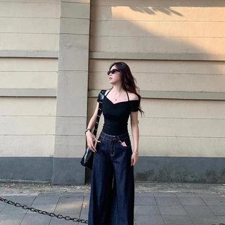 Pure Desire One-Shoulder Halter คอหญิงฤดูร้อนสาวร้อนเอวแคบผอมสั้นด้านบน