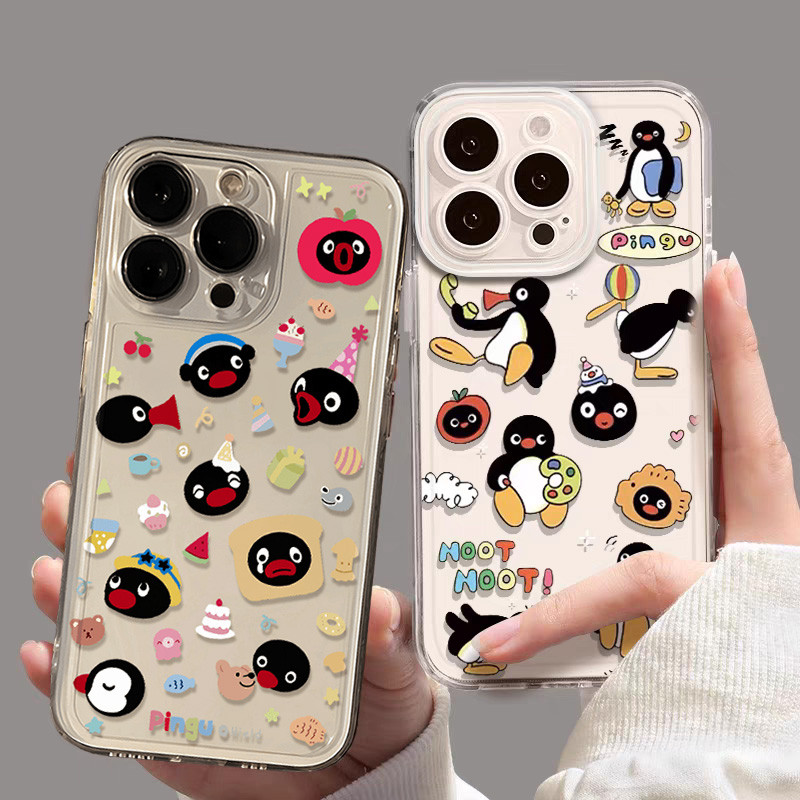 น่ารักอะนิเมะ Pingu สําหรับ OPPO Reno 15F 14F 15 11 12 13 14 Pro 5G โทรศัพท์มือถือกรณีเพนกวินการ์ตูนสัตว์กล้องป้องกัน Clear รูปแบบ Soft TPU สแควร์ซิลิโคน