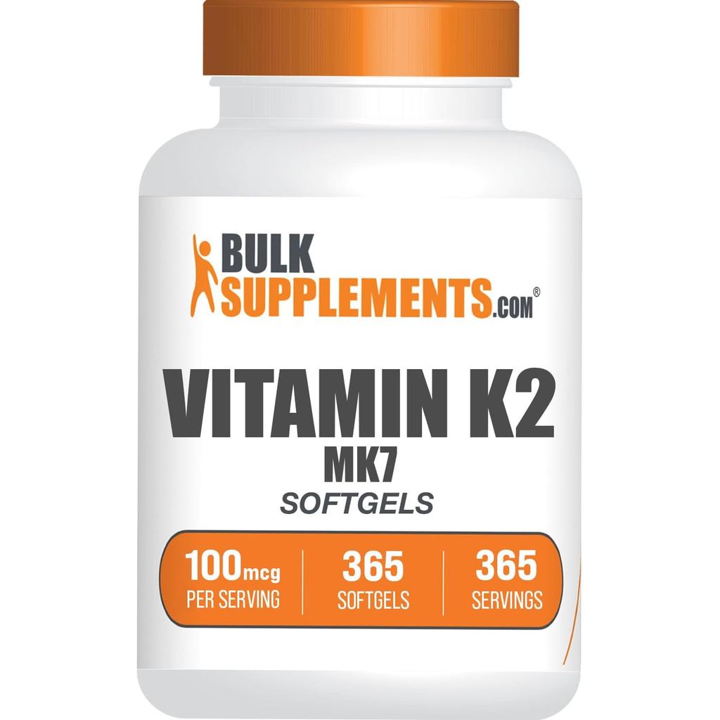 Bulks.om วิตามิน K2 Softgels - วิตามิน K2 MK7, วิตามิน s - ปราศจากกลูเตน, ซอฟท์เจล 1 ชิ้น ต่อเสิร์ฟ 