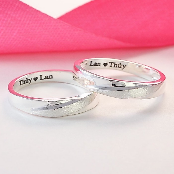 แหวนคู่รักรักเงิน 925 สลักชื่อ ND0245 TNJ Jewelry