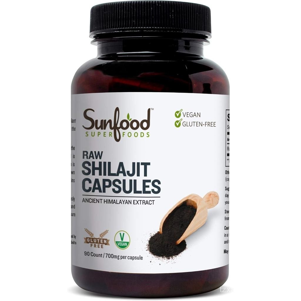 Sunfood Superfoods Raw Shilajit Capsules - อาหารเสริมเรซิน Shilajit สําหรับผู้หญิงและผู้ชาย สารสกัดห