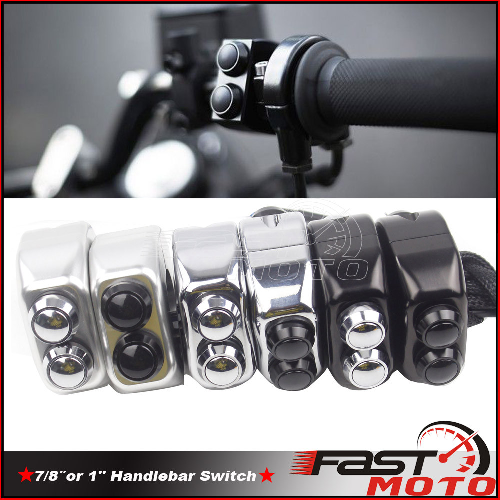 FAUniversal Cafe Racer 22mm 25mm 3 Button Handlebar Switches Housing W/Wiring Kit M-Switch Push Butt