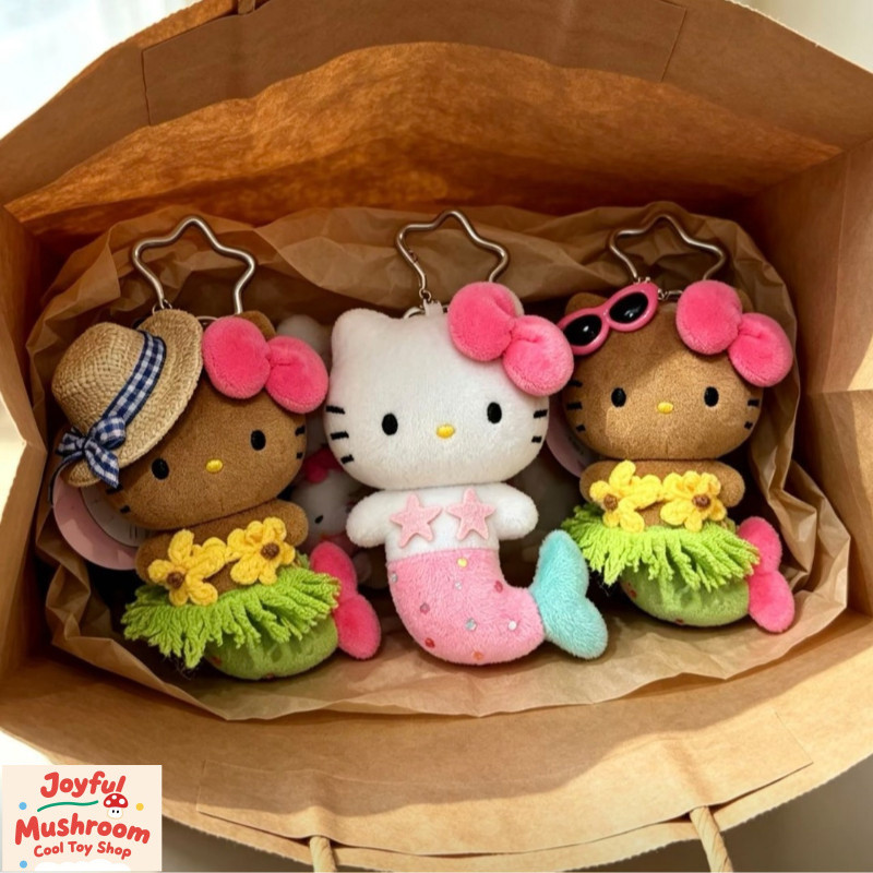 🧡สินค้าพร้อมส่ง🧡2026 ใหม่สไตล์ฮาวายนางเงือก HelloKitty จี้ตุ๊กตาสนุกน่ารัก Peas Eye KT แมวตุ๊กตาพวงกุญแจมูลค่าสูงสาวกระเป๋าเครื่องประดับของขวัญเพื่อน
