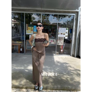 ❤ 🧵 🇰🇷 SU508 ชุดเซ็ตสายเดี่ยวลูกไม้ + กระโปรงยาว รุ่นลูกคุณ ์สายเดี่ยวแต่งลูกไม้ แฟชั่นเกาหลี TAG MM Fish 🧡