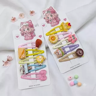 S0325 แผง 5 ชิ้น กิ๊บติดผม กิ๊บเป๊าะแป๊ะ การ์ตูนเรซิ่น คละสี/ลาย น่ารัก สไตล์เกาหลี แต่งผม กิ๊บเด็ก
