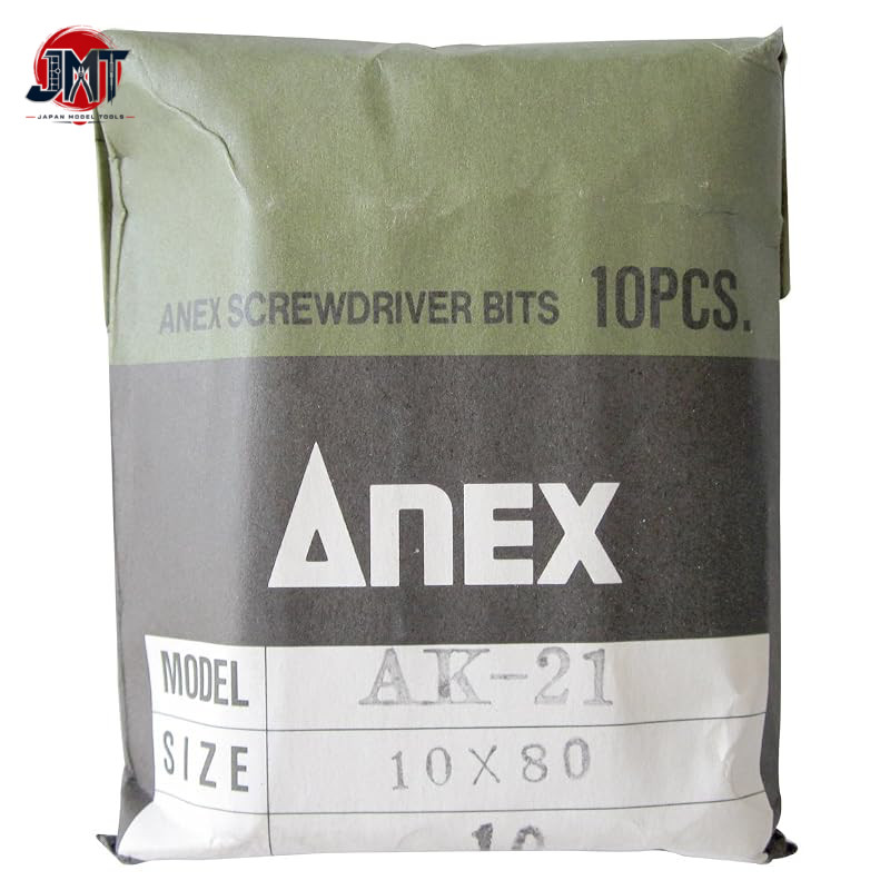 ANEX Bit, Slotted Head, 8mm Hex for Manual Impact, 10x80, Bag of 10, AK-21