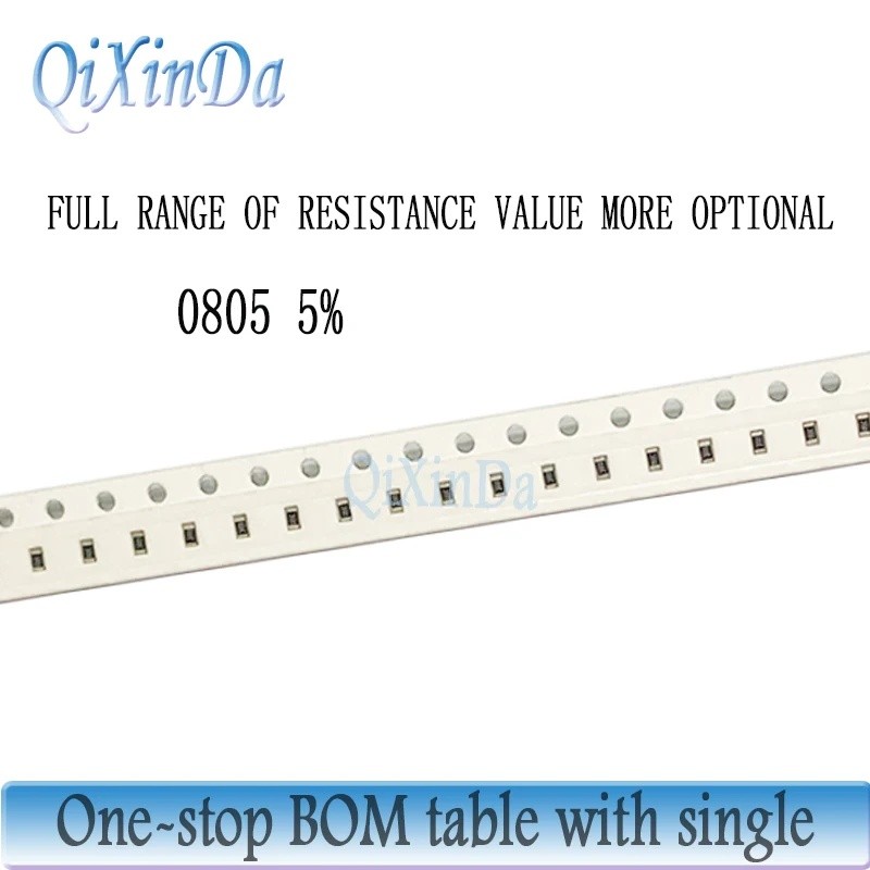 100PCS 0805 SMD 5% ตัวต้านทาน 0R-10M 0.1R 0.12R 0.43R 1R 4.7R 10R 15R 36R 1K 10K 62K 75K 100K 220K 4