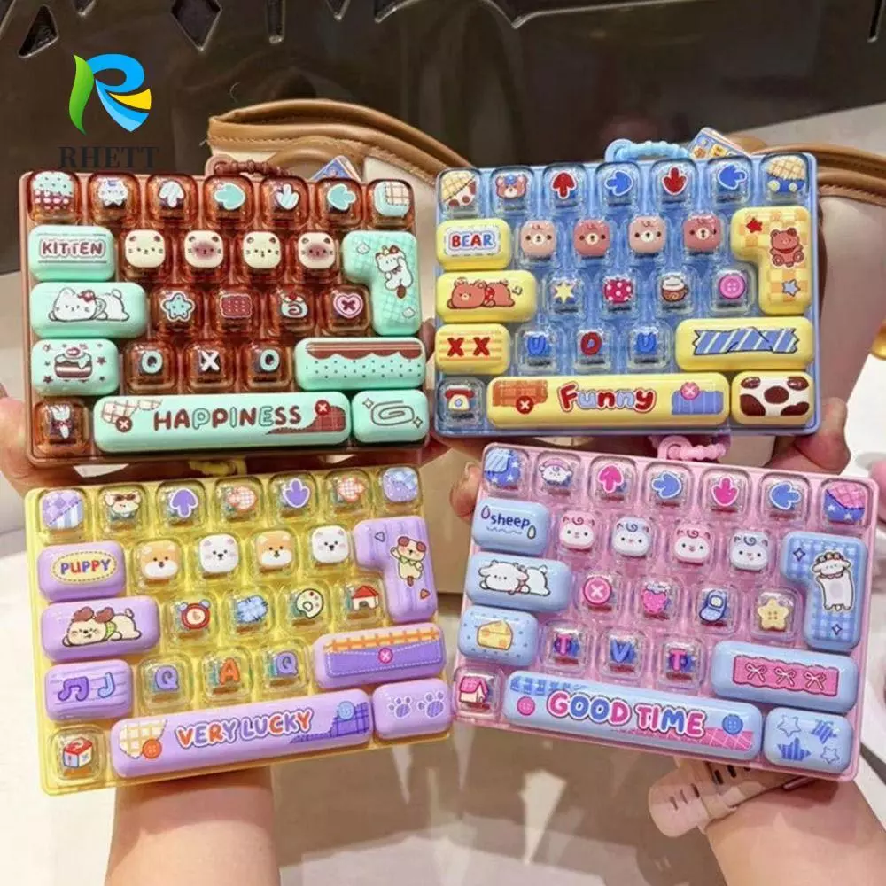 หยาบคาย ของเล่นปุ่มบีบอัด,26-คีย์ออกแบบน่ารักมินิคีย์บอร์ดจี้,มินิพวงกุญแจใสแบบ คู่-โทน จําลองแป้นพิมพ์แป้นพิมพ์พวงกุญแจกระเป๋าอุปก