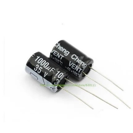 100PCS 35V1000UF Radial Electrolytic Capacitor 1000uF 35V 13*21 มม.