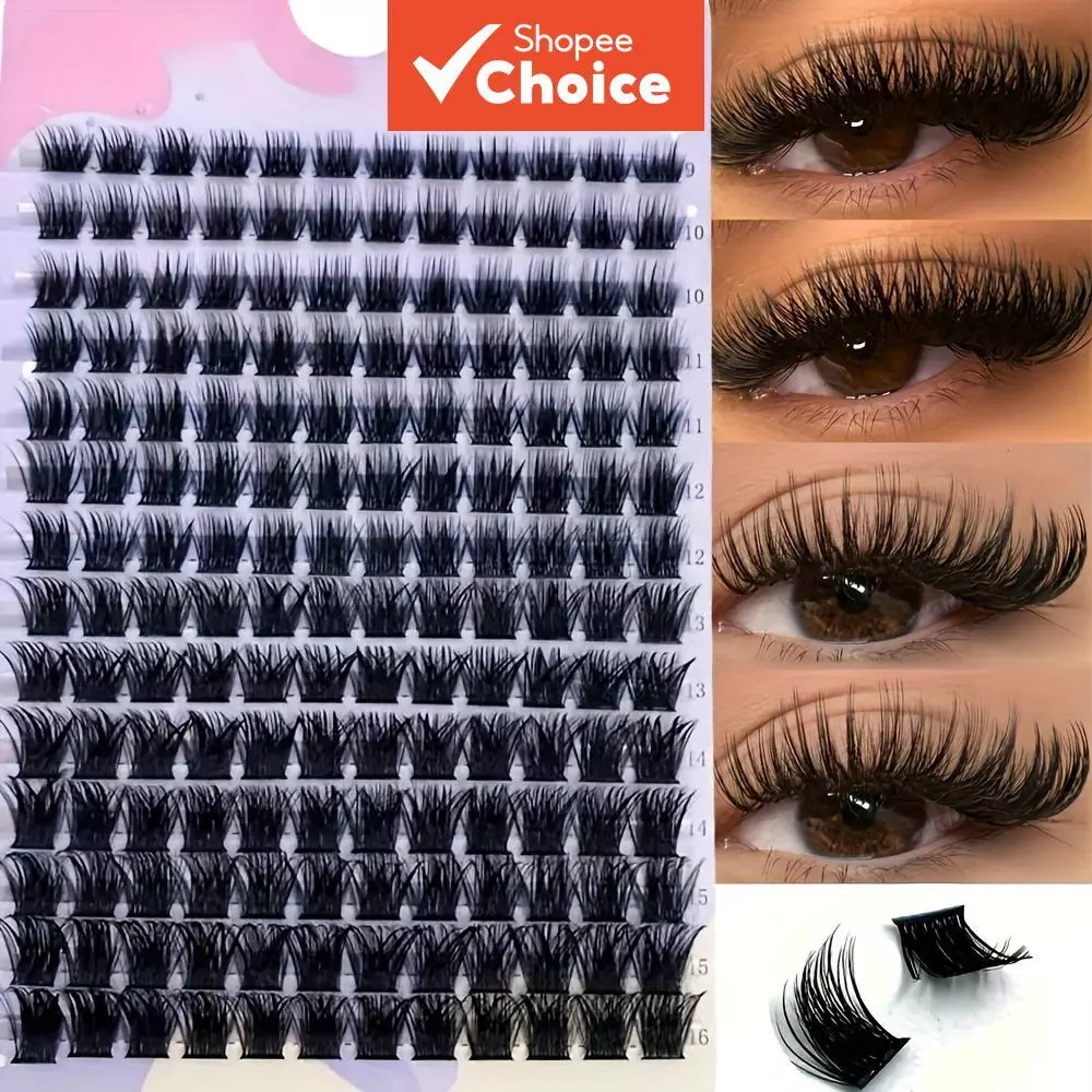 D Curl Faux Mink Lashes 168 ชิ้น 0.07 มม.ธรรมชาติ Wispy Mix 9-16 มม.ปริมาณขนตาสําหรับผู้เริ่มต้น