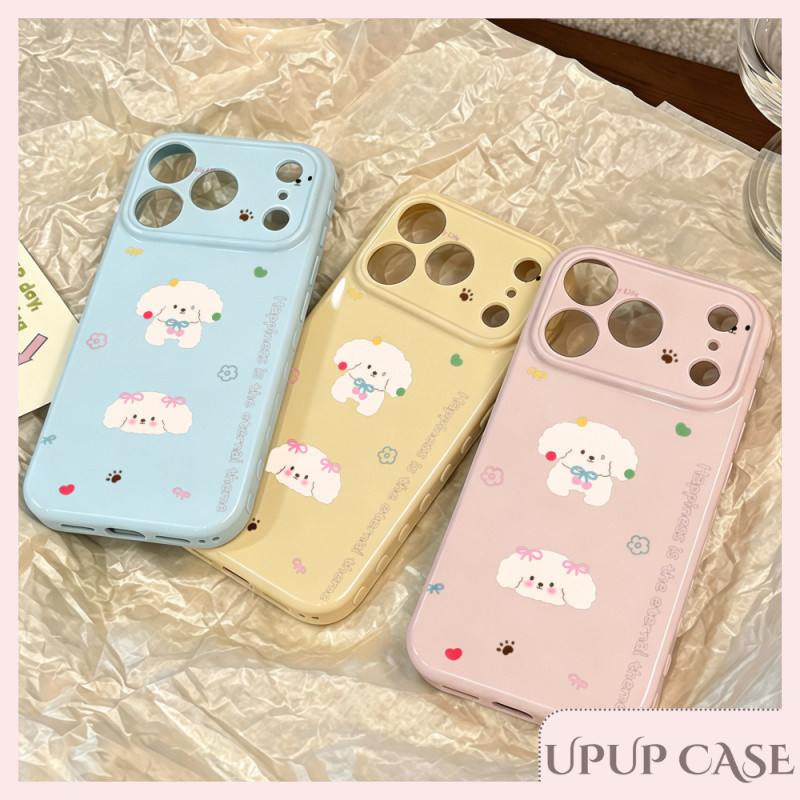 UPUP - เคสโทรศัพท์ รูปหัวใจ เนื้อนุ่มเงา ใช้ได้กับเคส iPhone 11 เคส iPhone 17 Pro Max ลูกสุนัขสไตล์เกาหลี