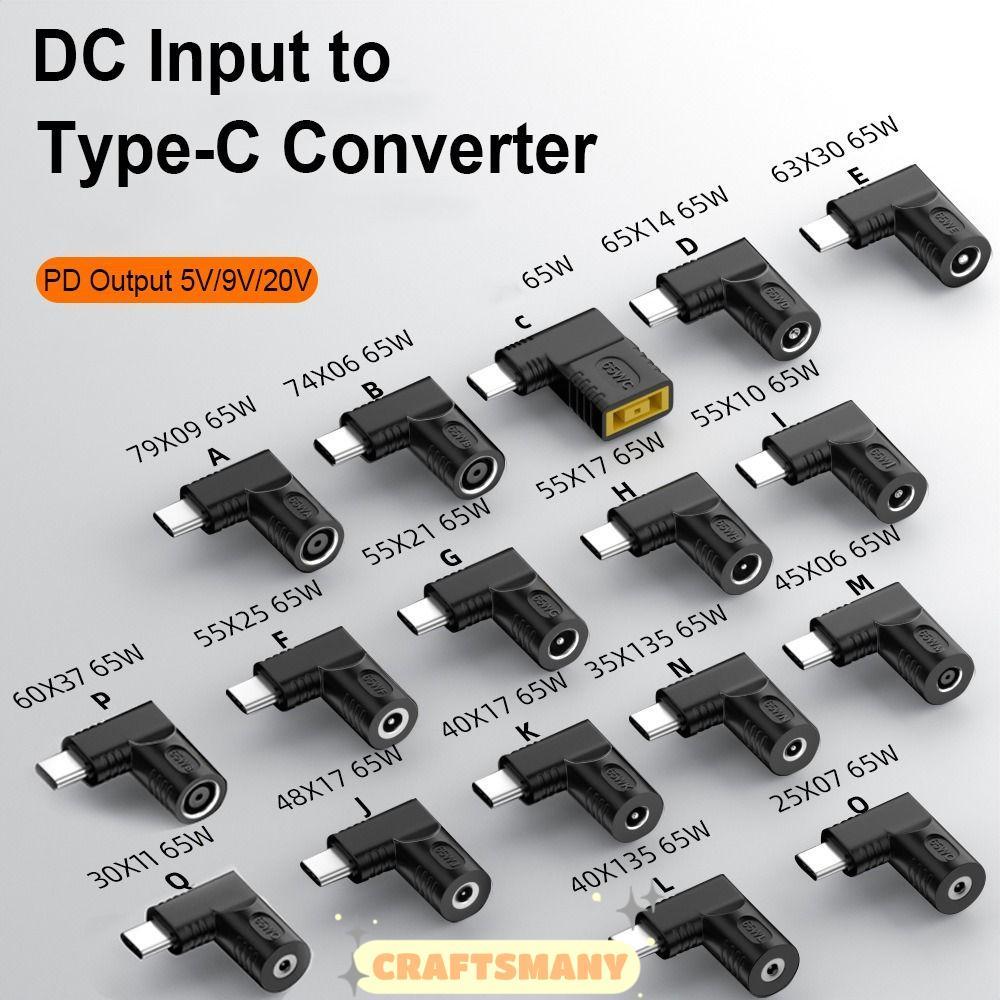 CRAFTSMANY อะแดปเตอร์ 5 V 9 V 12 V USB C Connector 5.5X2.5 7.4X0.9 4.5X0.6 มม.แล็ปท็อปเครื่องชาร์จสํ