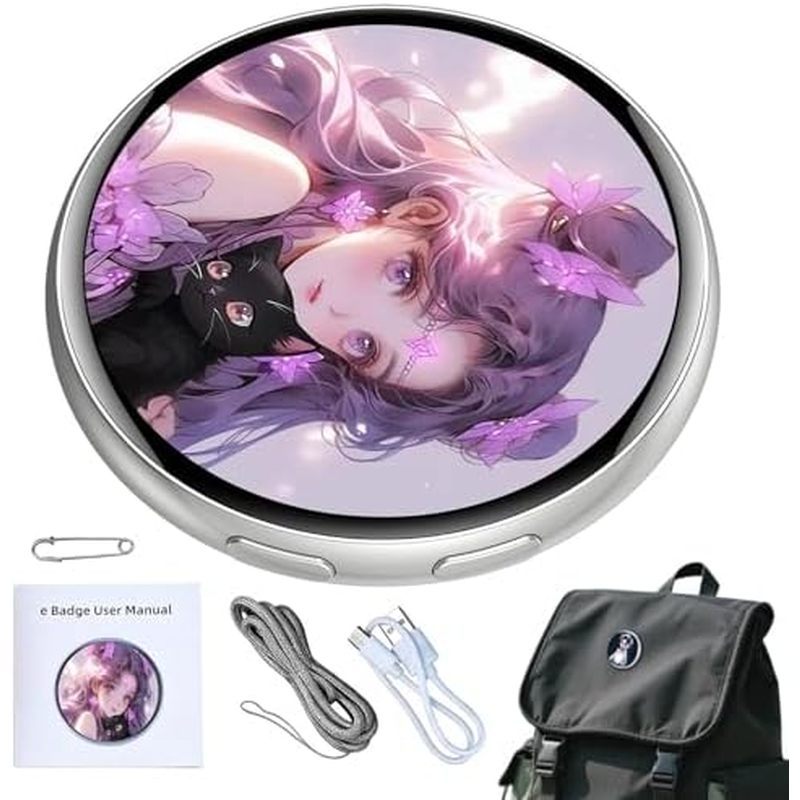 Digital Pin Badge หน้าจอสัมผัสแบบชาร์จไฟได้สวมใส่ Instant Photo Transfer | ป้ายแสดงอิเล็กทรอนิกส์สํา