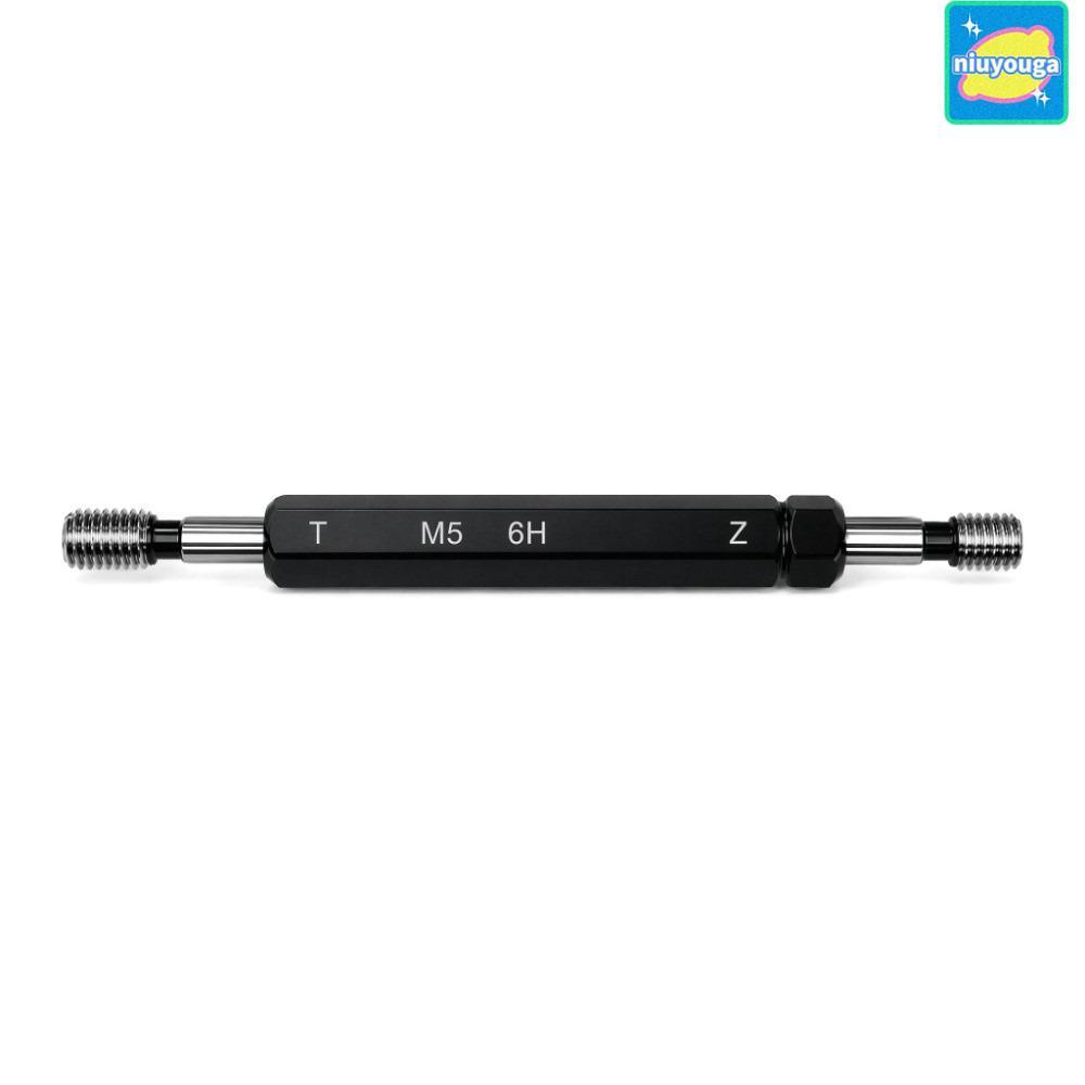 NIUYO เครื่องวัดปลั๊กเกลียว, M5x0.8 สีดําปลายคู่เครื่องวัดด้าย, ทนทาน 6H Tolerance วัสดุเหล็กเมตริกว