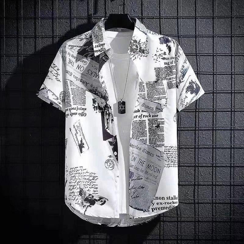 แบรนด์ฤดูร้อนใหม่แฟชั่นเสื้อเชิ้ตผู้ชาย คอ 100% ไม่อึดอัดลูกหมูเสื้อแขนสั้น streetwearเสื้อสงกรานต์ 2025 ดีไซน์โดดเด่น ล
