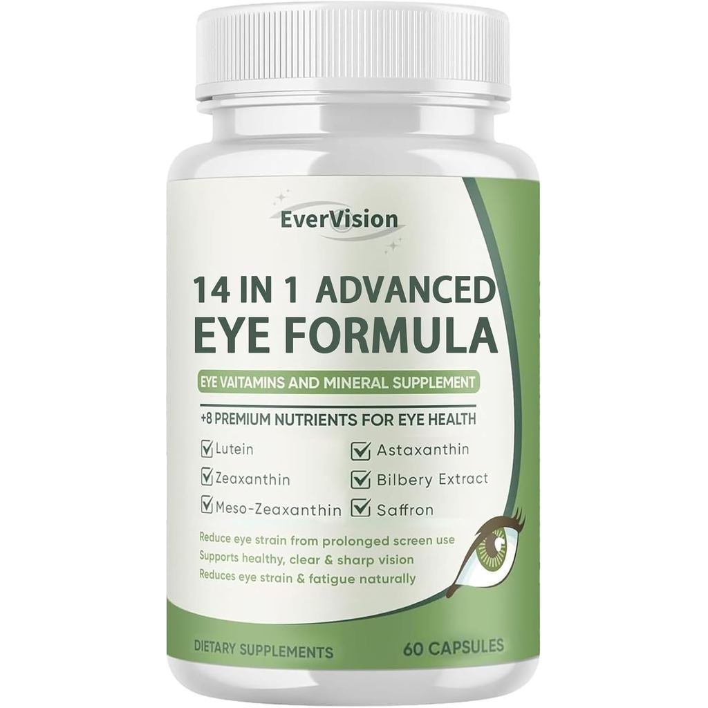 14in1AdvancedEyeFormula–EyeVitaminandMineralSupplementwithLutein,Zeaxanthin,Zin&BilberryExtract–Visi